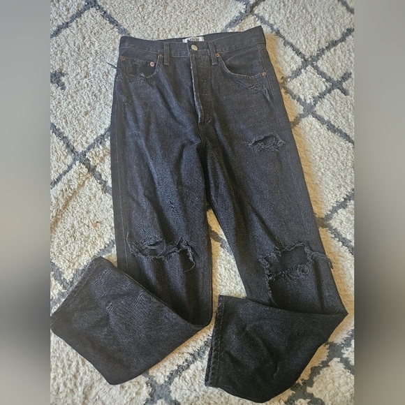 AGOLDE high-rise straight leg button fly distressed denim size 24 - Picture 1 of 7
